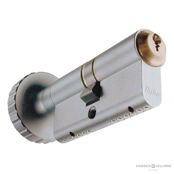 RD1602 Dobbelt profilcylinder med stor knop +0c+0k mm Rustfrit look