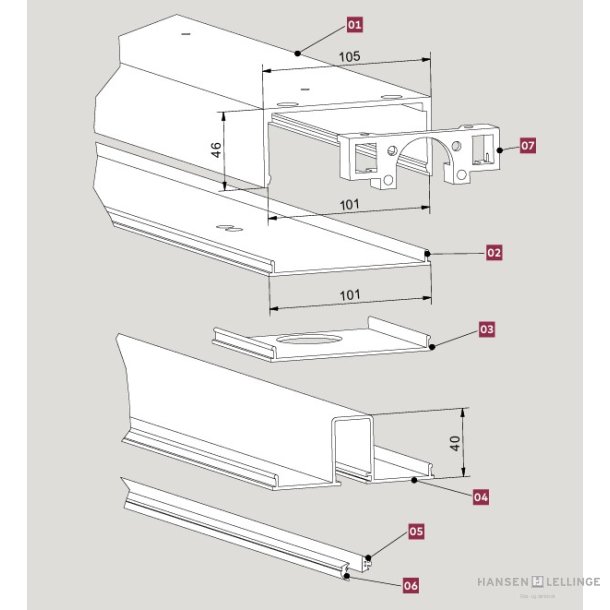 Dorma 01.302 RTS d�kprofil 6 m alu natur 