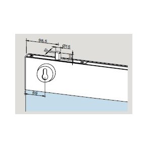 Dorma 04.016  TP76 topskinne m/RTS leje f. karmd�rlukker og m/l�s