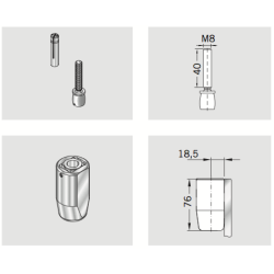 Dorma 01.115 PT25 M8 gevindpinol  