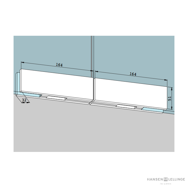 Dorma 03.245 GK20 stl slutblik dobbelt beslag for overglas 