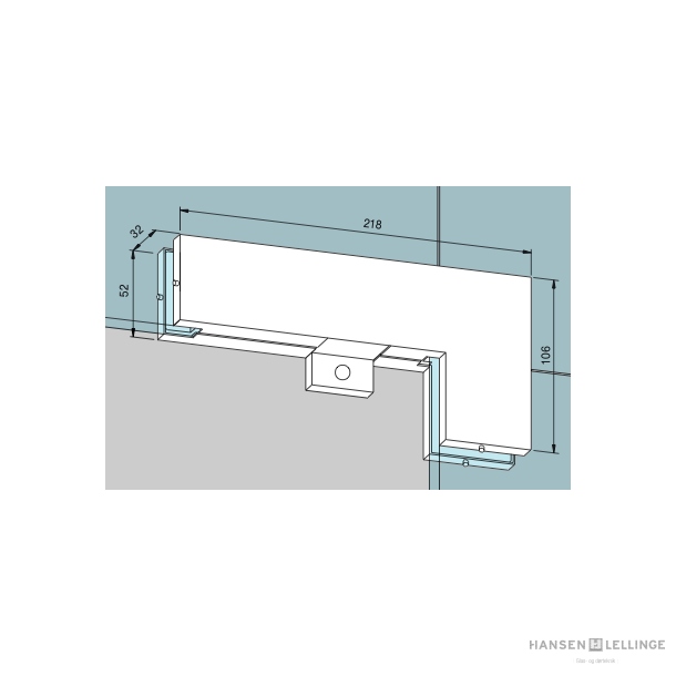 Dorma 03.440 PT40 m/anslag alu overglasvinkel 10 mm dr m/ansl. 