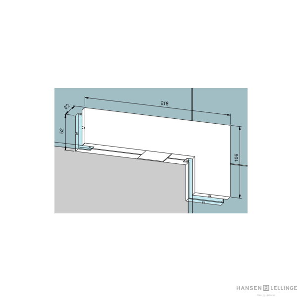 Dorma 03.441 PT40 m/blindindsats alu overglasvinkel 10 mm dr u/anslag 