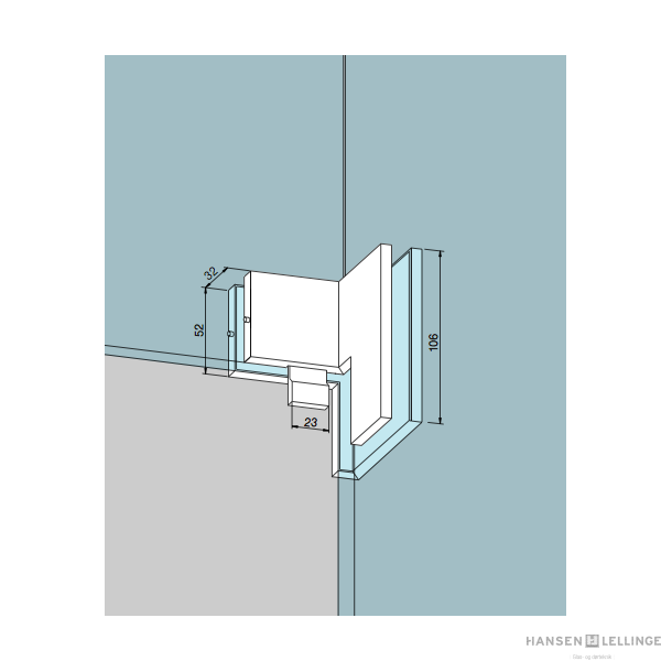 Dorma 03.454 PT60/61 90&deg; alu overglasvinkel med anslag, hjre 