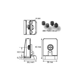 Square top/bund klemh�ngsel med smal montageplade