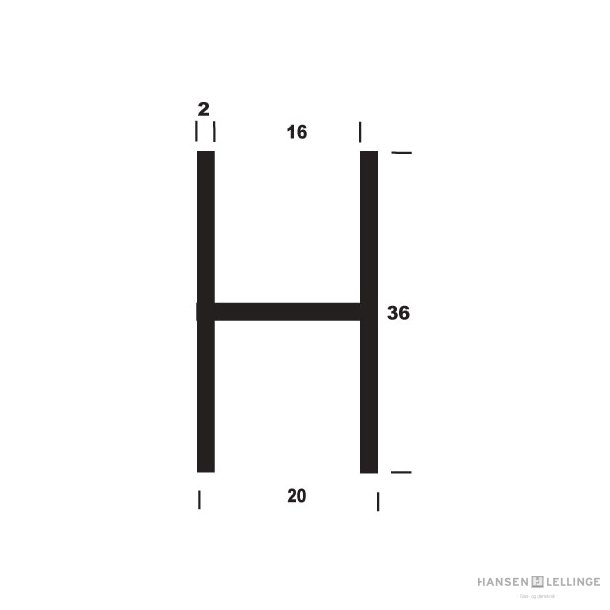 H-profil alu B20*H36*2  