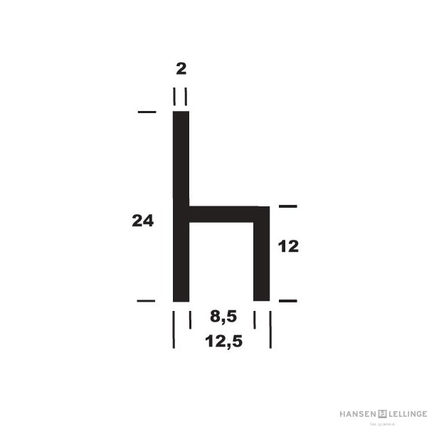 h-profil alu B12,5*H24/12*2