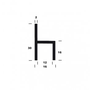 H-profil alu B16*H30/16*2