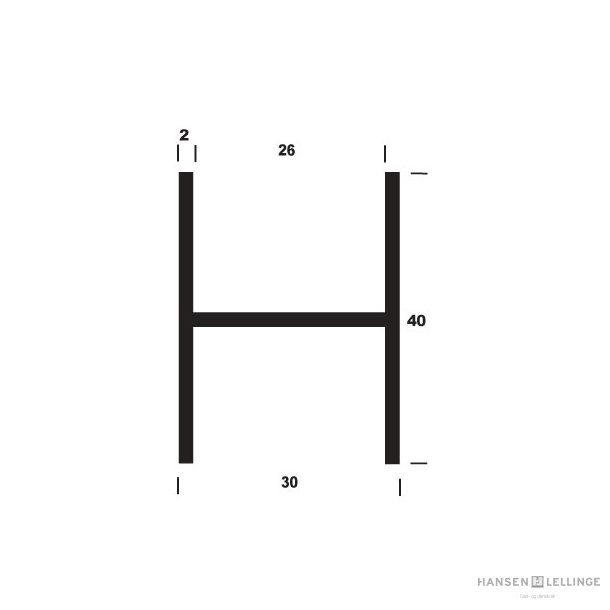 H-profil alu B30*H40*2