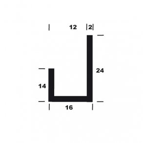 J-profil alu B16*H24/14*2