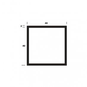 Firkantprofil alu B40*H40*2