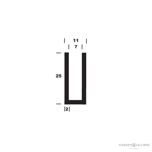 U-profil alu B11*H25*2