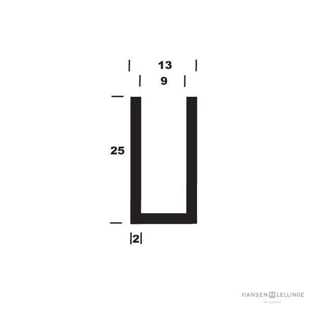 U-profil alu B13*H25*2