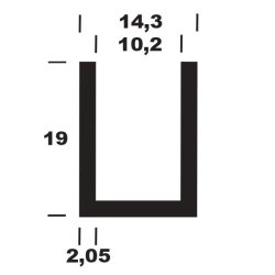 U-profil alu B14*H19*2