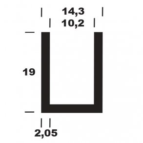 U-profil alu B14*H19*2
