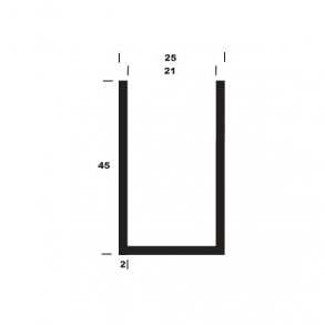 U-profil alu B25*H45*2