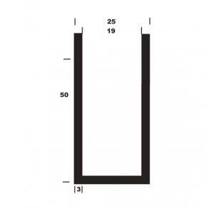 U-profil alu B25*H50*3