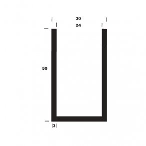 U-profil alu B30*H50*3