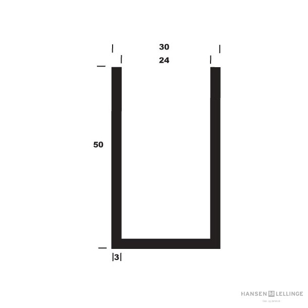 U-profil alu B30*H50*3