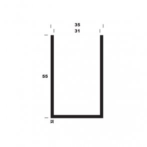 U-profil alu B35*H55*2