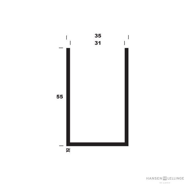 U-profil alu B35*H55*2