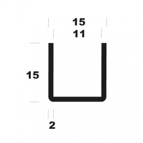 U-profil matbrstet B15*H15*2