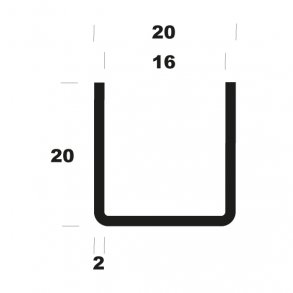 U-profil matbrstet B20*H20*2