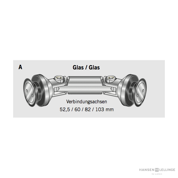 Dorma 29.120 Manet glas-/glas undersnke 52 mm 90-180, undersnket 