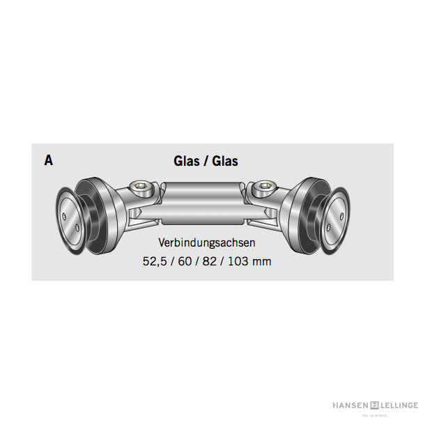 Dorma 29.120 Manet glas-/glas undersnke 52&frac12; mm 90-180&deg;, undersnket 