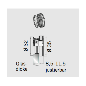 Dorma 29.210 Manet 8½-11½*12 mm justerb. justerb. pktbeslag unders. 32 
