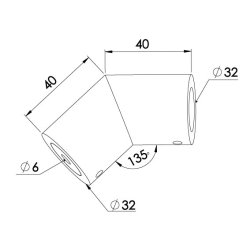135&deg; samlebeslag for 20 mm