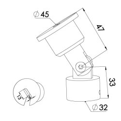 Justerbart vg-/loftbeslag for 20 mm