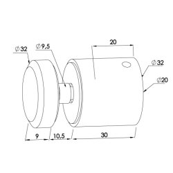 Glasbeslag for 20 mm