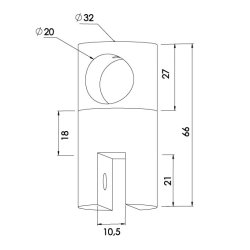 Justerbart ende glasbeslag for 20 mm