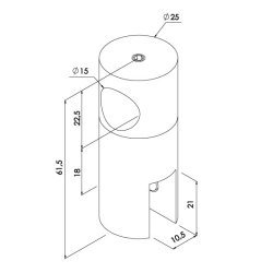 Justerbart ende glasbeslag for 15 mm