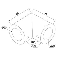 90&deg; samlebeslag for 20 mm