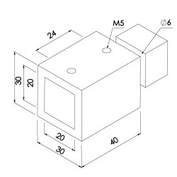 Vg/loft beslag for 20x20 mm