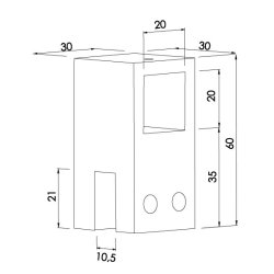 Glasbeslag ende for 20x20 mm