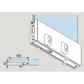 Dorma 40.791/793 TP Eassy Safe bundskinne venstre/h�jre f/fallel�s og riglel�s BTS-indsats, alu natur  Max 1.200 mm 