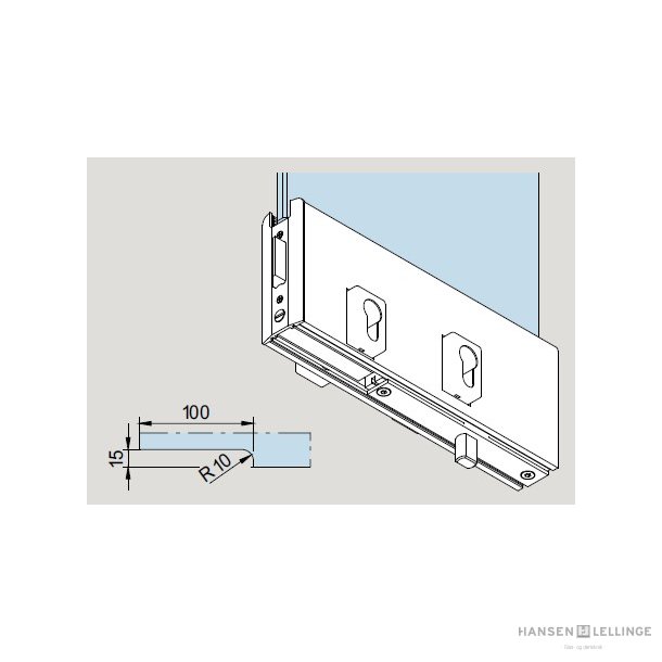 Dorma 40.791/793 TP Eassy Safe bundskinne venstre/h�jre f/fallel�s og riglel�s BTS-indsats, alu natur  Max 1.200 mm 