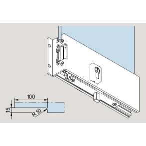 Dorma 40.796/798 TP Easy Safe bundskinne venstre/h�jre m/elblik og riglel�s f/BTS-indsats, alu natur  Max.1.200 mm