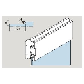 Dorma 40.912/914 TP Easy Safe topskinne venstre/h�jre m/elblik m/kappe og 7 mm montageprofil Max 1200 mm