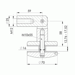 Baldakinpunktholder t. stang A14/PR60-M12