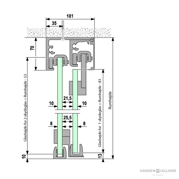 Portavant 60 twinline dobbeltdre komplet st, loft