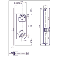 Assa Abloy 1498 lsekasse inkl. 36 mm slutblik dorn 50 hjre