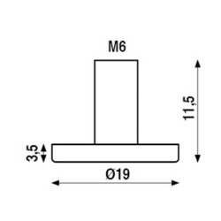 Grisetrynebolt 19 mm, M6