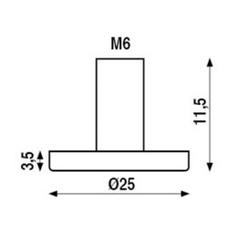 Grisetrynebolt 25 mm, M6