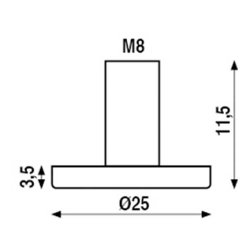 Grisetrynebolt 25 mm, M8