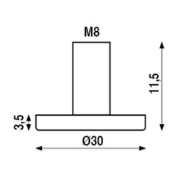 Grisetrynebolt 30 mm, M8