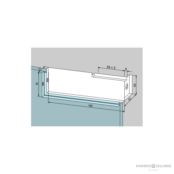 Dorma 03.114 PT29 top/hj�rnebeslag f/v�gmontage 